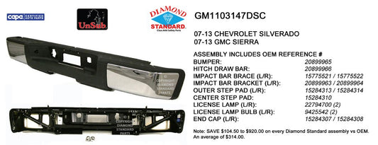 Rear Step Bumper Assembly 2007-2013 Chevrolet Silverado 1500, Silverado 2500 Hd, Silverado 1500 Classic, Silverado 1500 Hd Classic & Gmc Sierra 1500