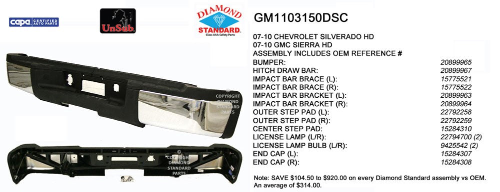 Rear Step Bumper Assembly 2007-2010 Chevrolet Silverado 1500, Silverado 2500 Hd, Silverado 1500 Classic, Silverado 1500 Hd Classic & Gmc Sierra 1500