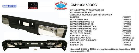 Rear Step Bumper Assembly 2007-2010 Chevrolet Silverado 1500, Silverado 2500 Hd, Silverado 1500 Classic, Silverado 1500 Hd Classic & Gmc Sierra 1500