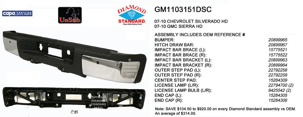 Rear Step Bumper Assembly 2007-2010 Chevrolet Silverado 1500, Silverado 2500 Hd, Silverado 1500 Classic, Silverado 1500 Hd Classic & Gmc Sierra 1500