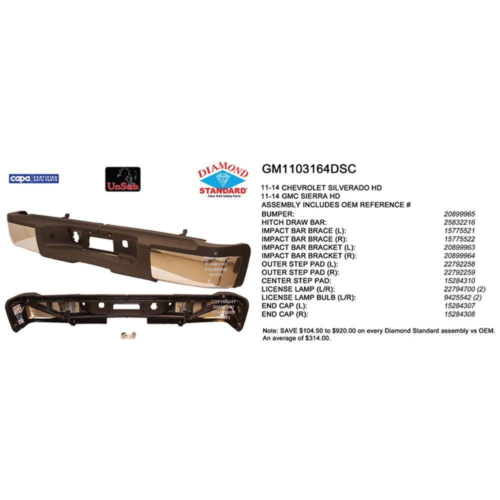 Rear Step Bumper Assembly 2011-2014 Chevrolet Silverado 3500 Hd & Gmc Sierra 2500 Hd, Sierra 3500 Hd