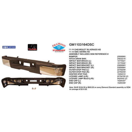 Rear Step Bumper Assembly 2011-2014 Chevrolet Silverado 3500 Hd & Gmc Sierra 2500 Hd, Sierra 3500 Hd