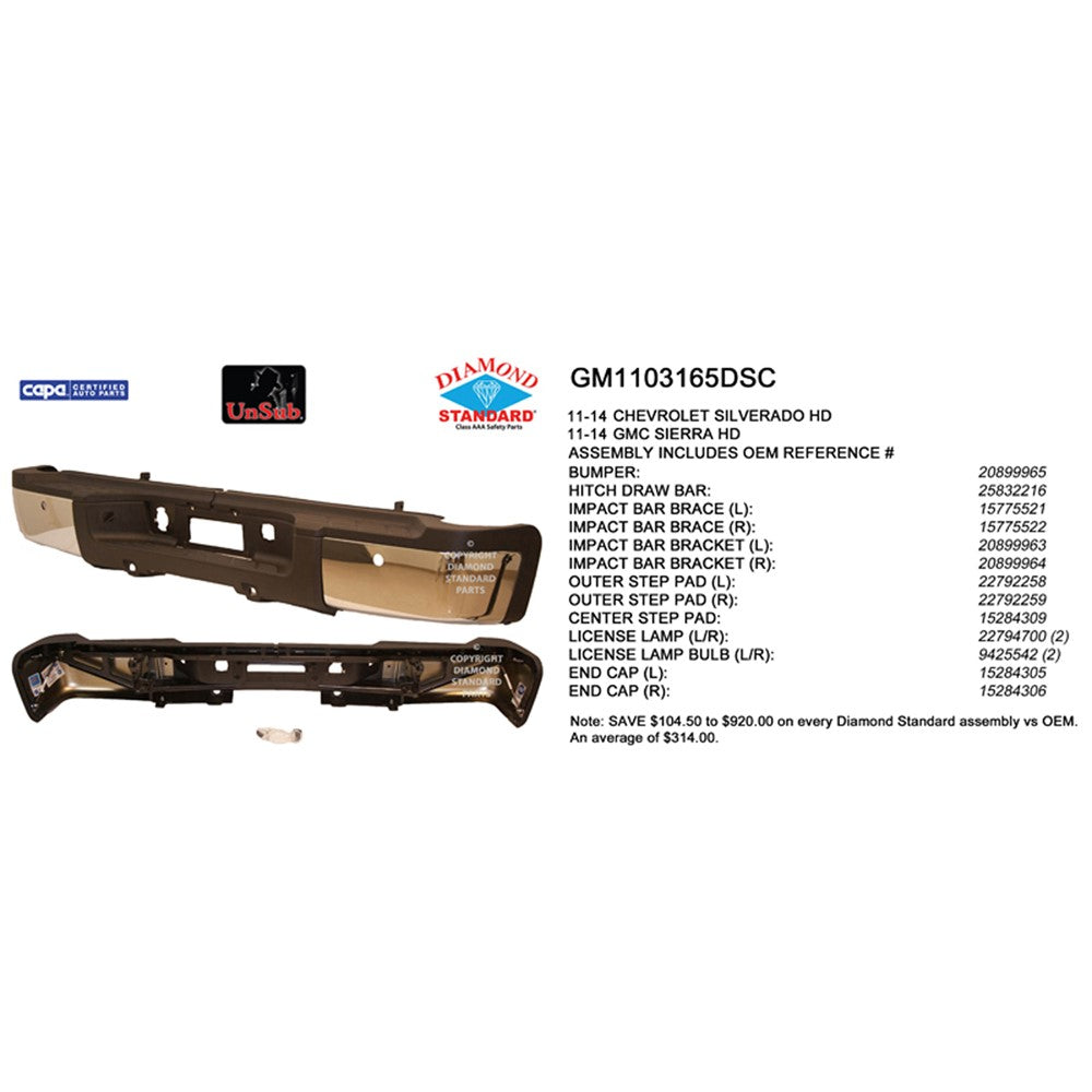 Rear Step Bumper Assembly 2011-2014 Chevrolet Silverado 3500 Hd & Gmc Sierra 2500 Hd, Sierra 3500 Hd