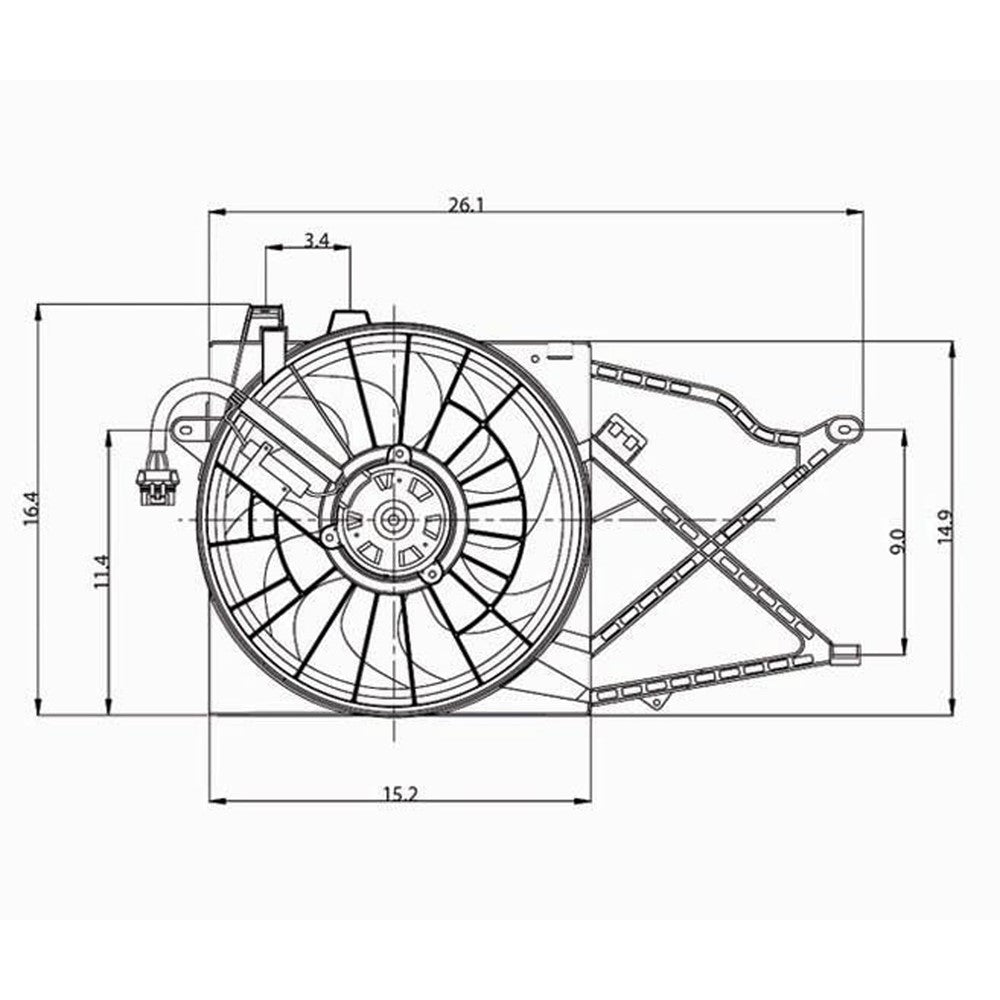 Radiator And Condenser Fan Assembly With One Big Fan 2000-2005 Saturn Saturn_l_series