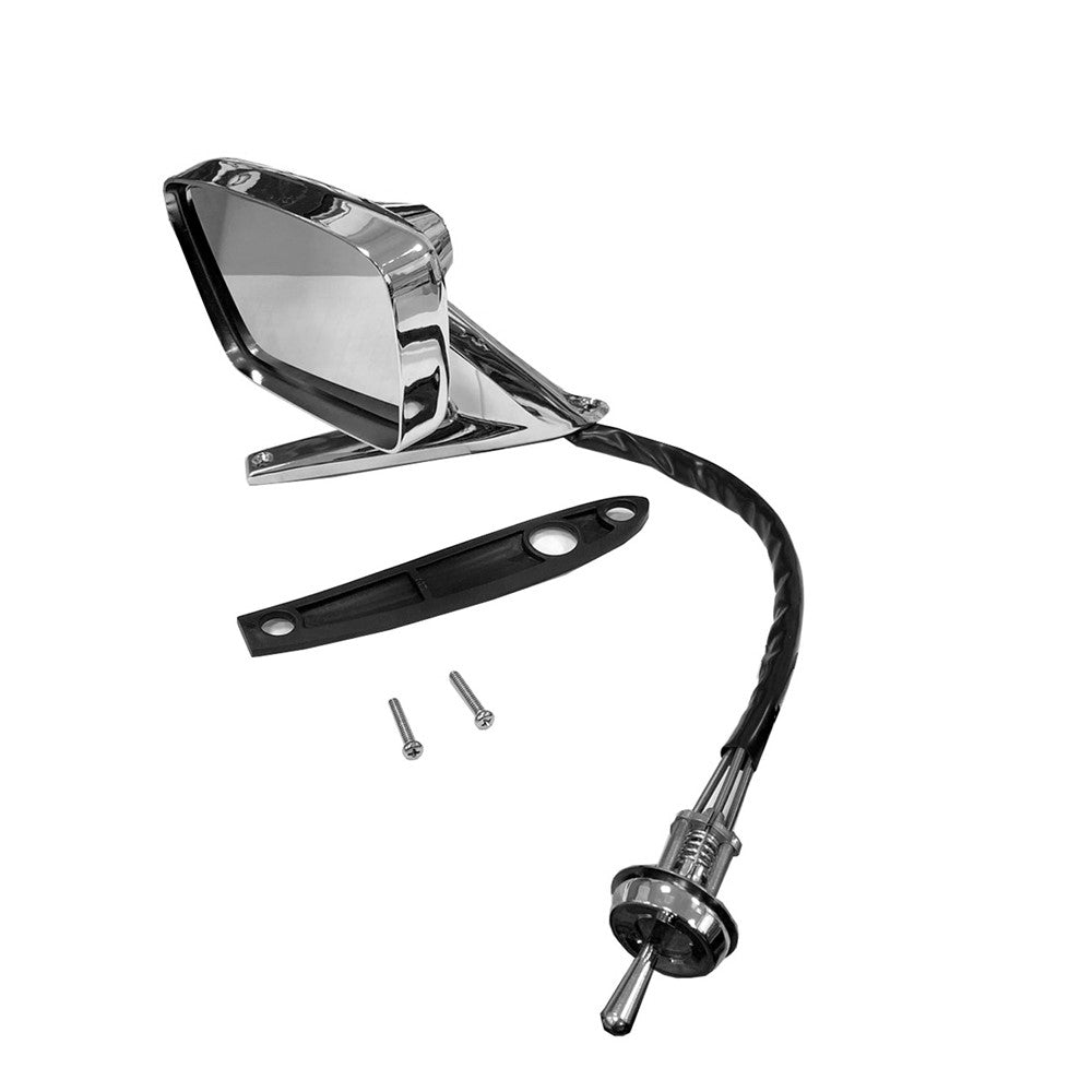 Driver Side Mechanical Remote Rectangular Outside Rearview Mirror