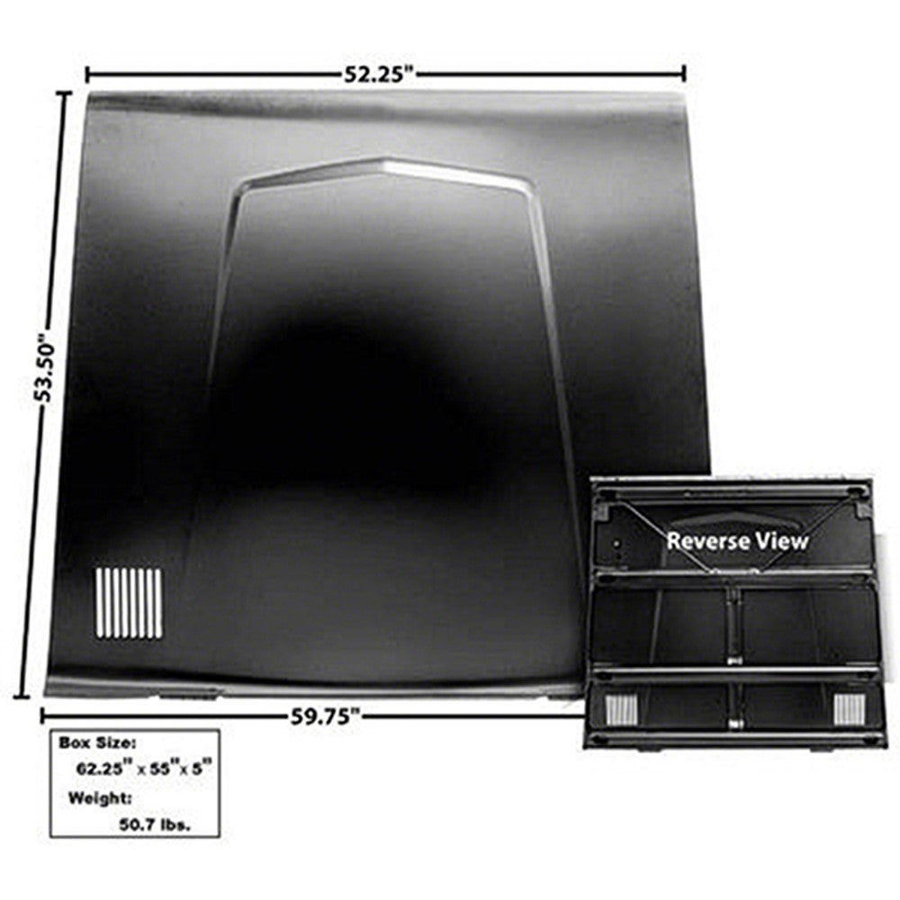 Hood Flat Steel With Hinges for 1966-1977 Ford Bronco