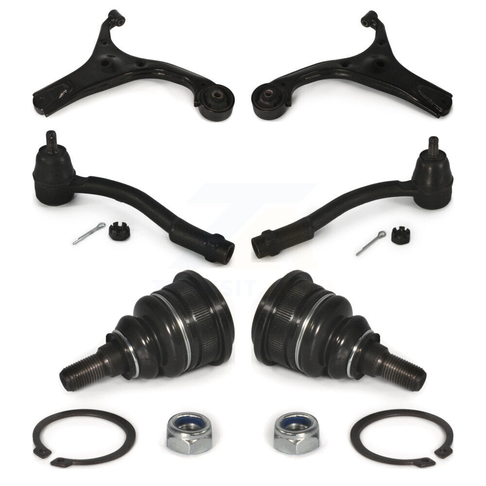 Control Arm Tie Rod End Ball Joint Front Kit (6Pc) For Hyundai Accent Hatchback