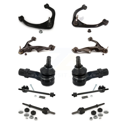 Left Right Lower Upper Control Arms Ball Joints Tie Rods Link Sway Bar Front Kit For