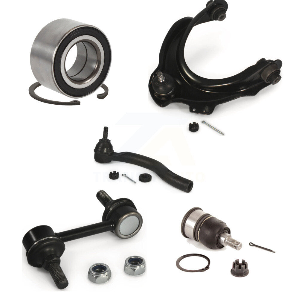 Upper Arm Lower Ball Joint Outer Tie Rod & Link Front Right Kit (5Pc) For Honda