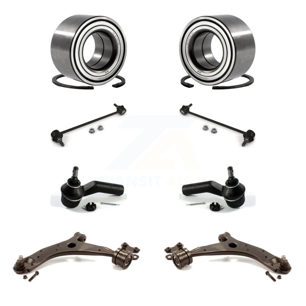Bearing Lower Control Arm with BJ Outer Tie Rod Link Front Kit (8Pc) For Mazda 3