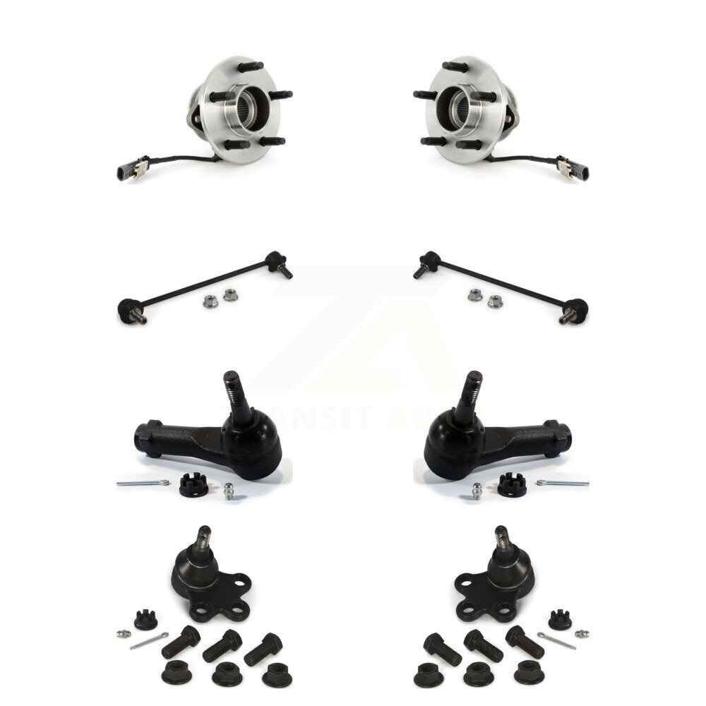 Hub Bearing Lower Ball Joint Outer Tie Rod & Link Front Kit (8Pc) For Saturn Vue