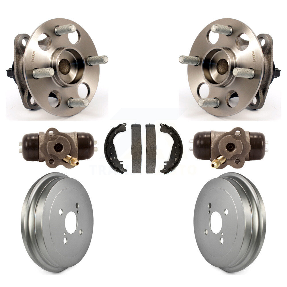 Wheel Cylinders Coated Drum & Shoes Hub Bearing Rear Kit (7Pc) For Toyota Yaris