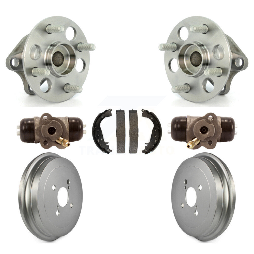 Wheel Cylinders Coated Drum & Shoes Hub Bearing Rear Kit (7Pc) For Toyota Yaris