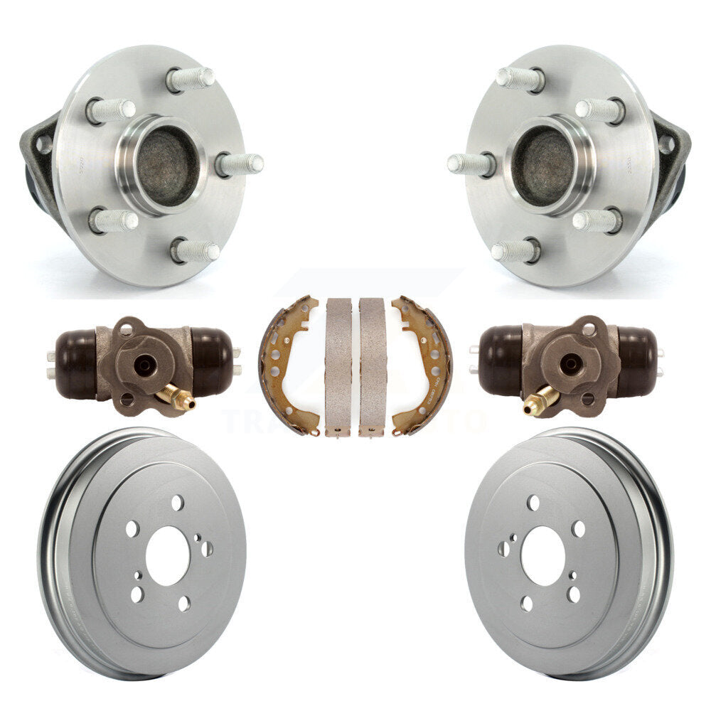 Wheel Cylinders Coated Drum & Shoes Hub Bearing Rear Kit (7Pc) For Toyota Prius