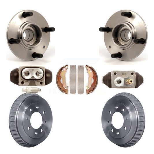 Wheel Cylinders Drum & Shoes Hardware Hub Bearing Rear Kit (7Pc) For Kia Spectra