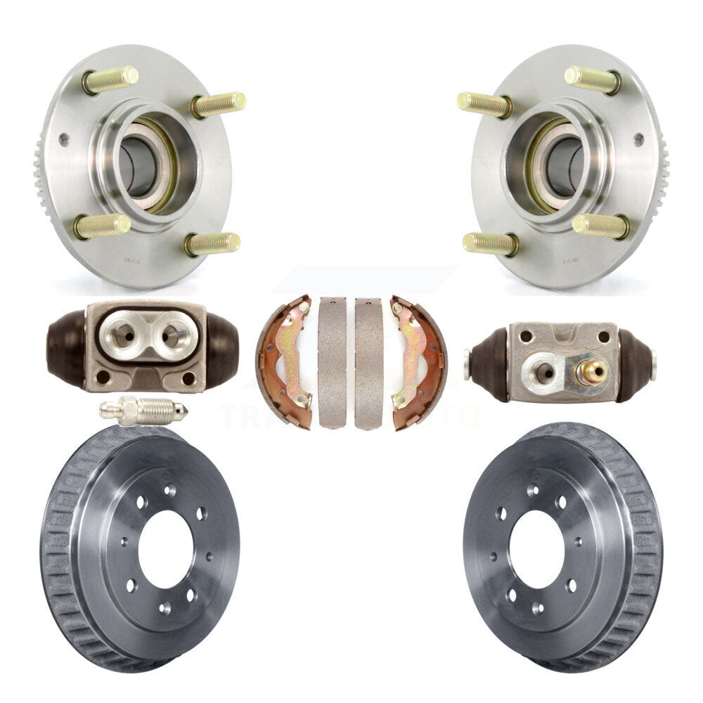 Wheel Cylinders Drum & Shoes Hardware Hub Bearing Rear Kit (7Pc) For Kia Spectra