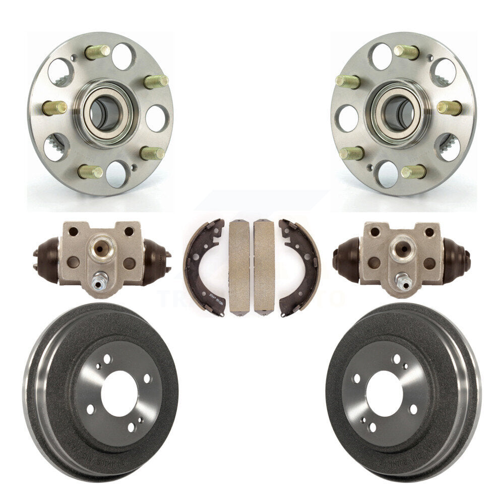 Wheel Cylinders Drum & Shoes Hardware Hub Bearing Rear Kit (7Pc) For Honda Civic
