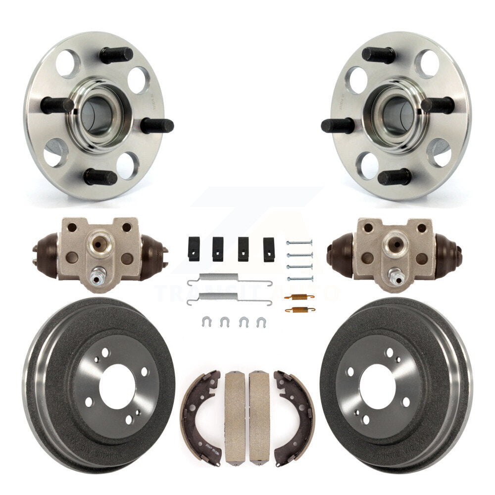 Wheel Cylinders Drum & Shoes Hardware Hub Bearing Rear Kit (8Pc) For Honda Civic