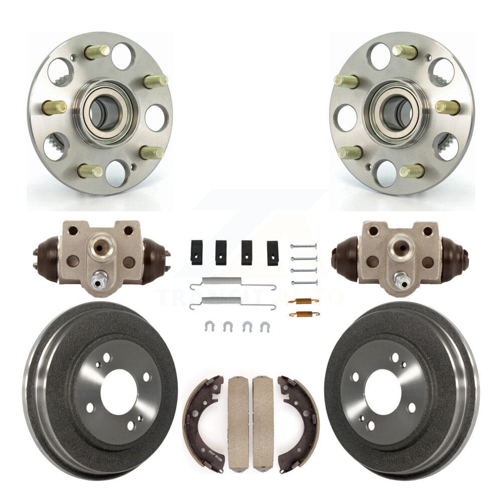 Wheel Cylinders Drum & Shoes Hardware Hub Bearing Rear Kit (8Pc) For Honda Civic