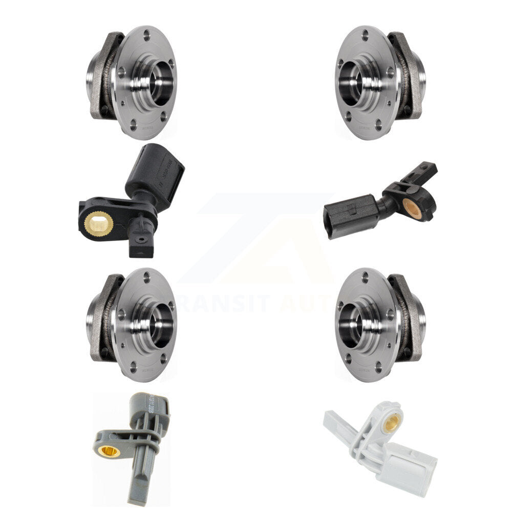 Wheel Hub Bearing & ABS Sensor Front Rear Kit (8Pc) For 2018 Audi A3 Quattro S3