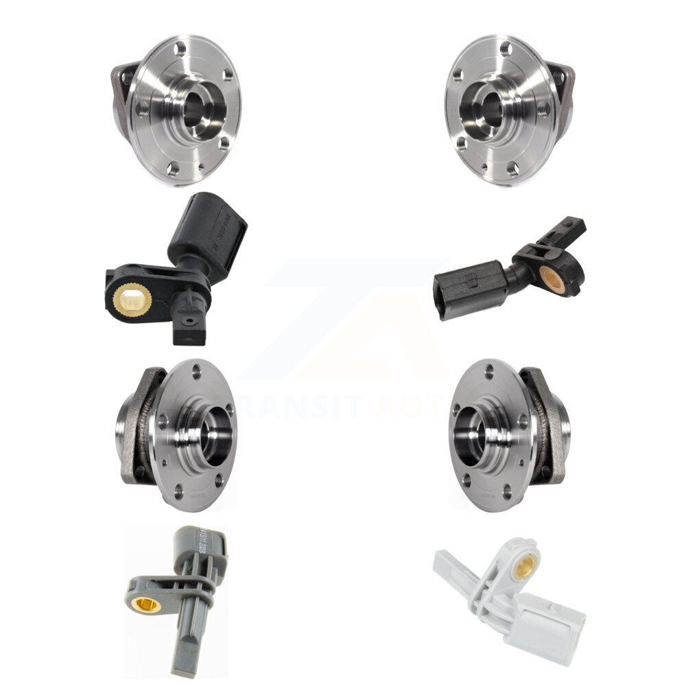 Wheel Hub Bearing & Sensor Front Rear Kit (8Pc) For Volkswagen Golf SportWagen R