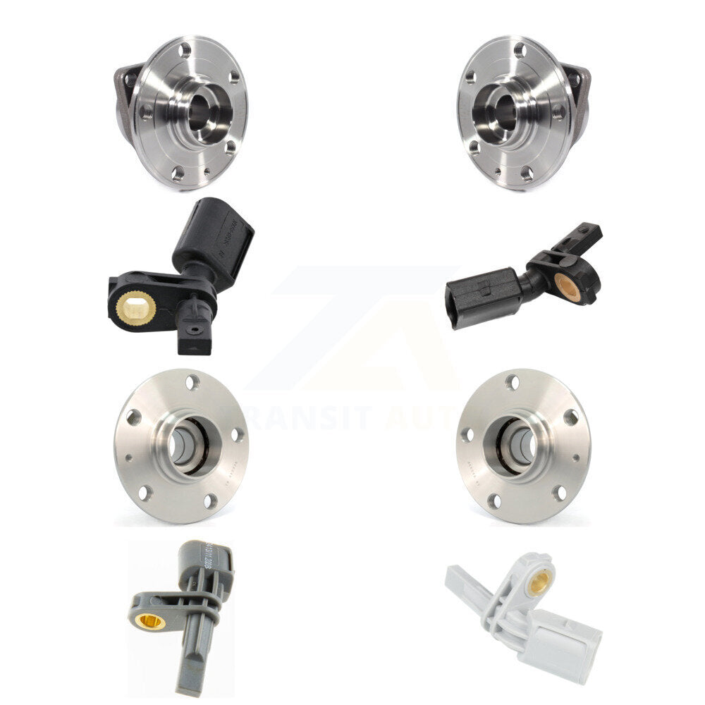 Wheel Hub Bearing ABS Sensor Front Rear Kit (8Pc) For Volkswagen Golf SportWagen