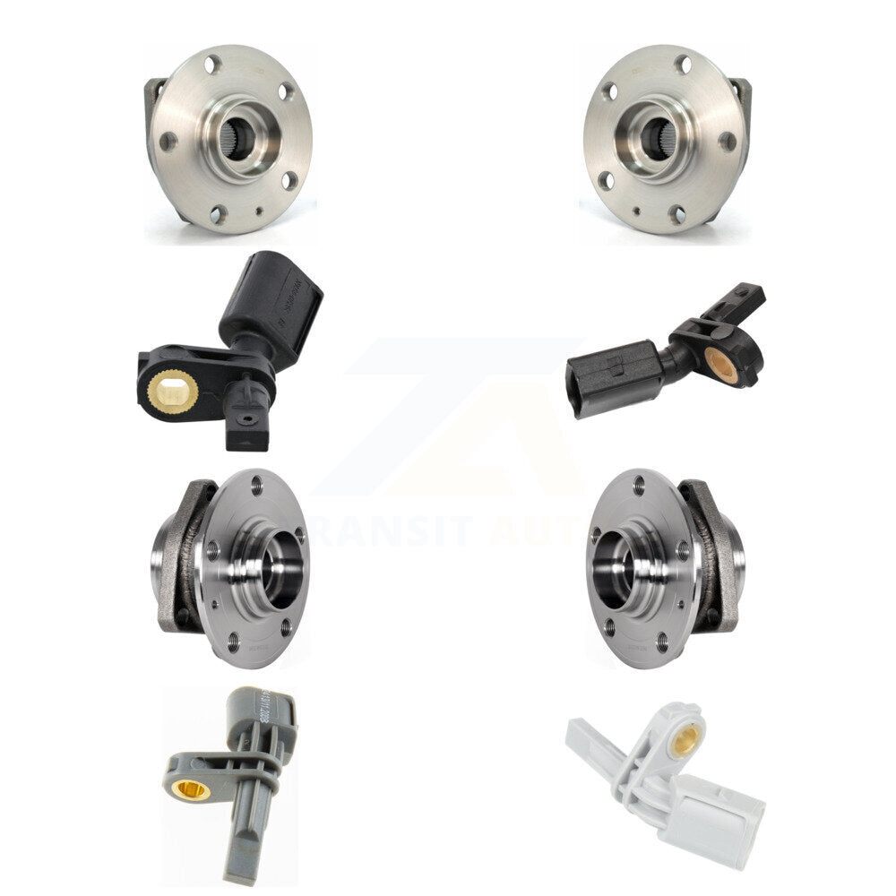 Wheel Hub Bearing ABS Sensor Front Rear Kit (8Pc) For Volkswagen Golf SportWagen