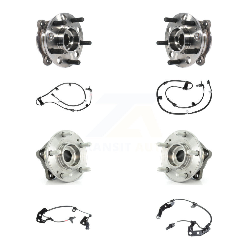 Wheel Hub Bearing And ABS Sensor Front Rear Kit (8Pc) For Hyundai Santa Fe Sport