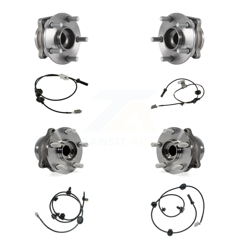 Wheel Hub Bearing & Sensor Front Rear Kit (8Pc) For Subaru Impreza with Harness