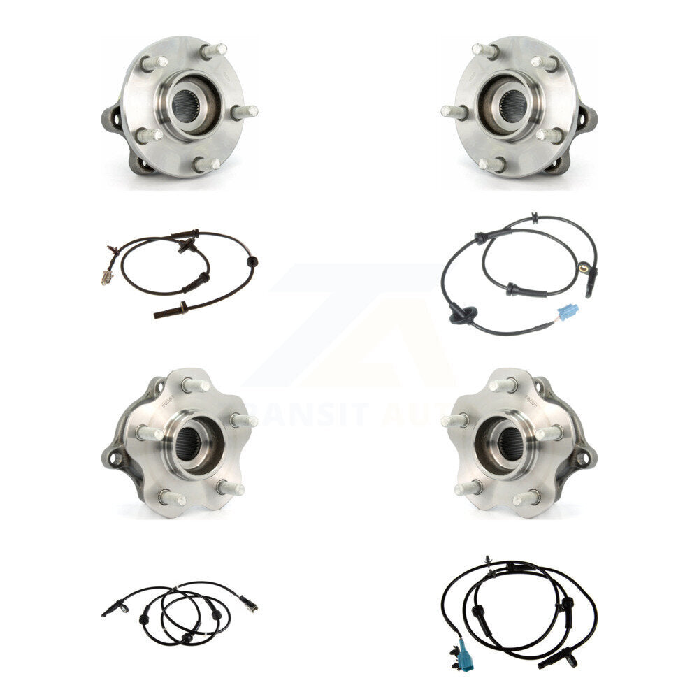 Wheel Hub Bearing ABS Sensor Front Rear Kit (8Pc) For Nissan Murano with Harness