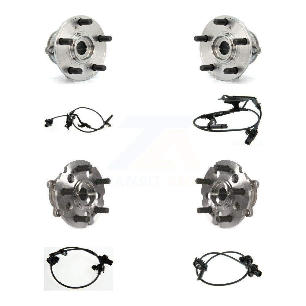 Wheel Hub Bearing & Sensor Front Rear Kit (8Pc) For 07-13 Acura MDX with Harness