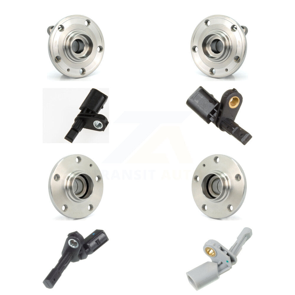 Wheel Hub Bearing And ABS Sensor Front Rear Kit (8Pc) For Audi Q3 Volkswagen CC