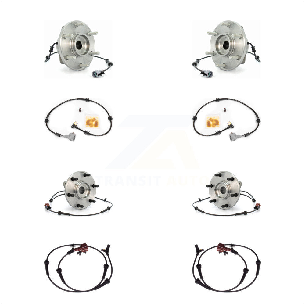 Wheel Hub Bearing And Extra ABS Sensor Front Rear Kit For INFINITI QX56