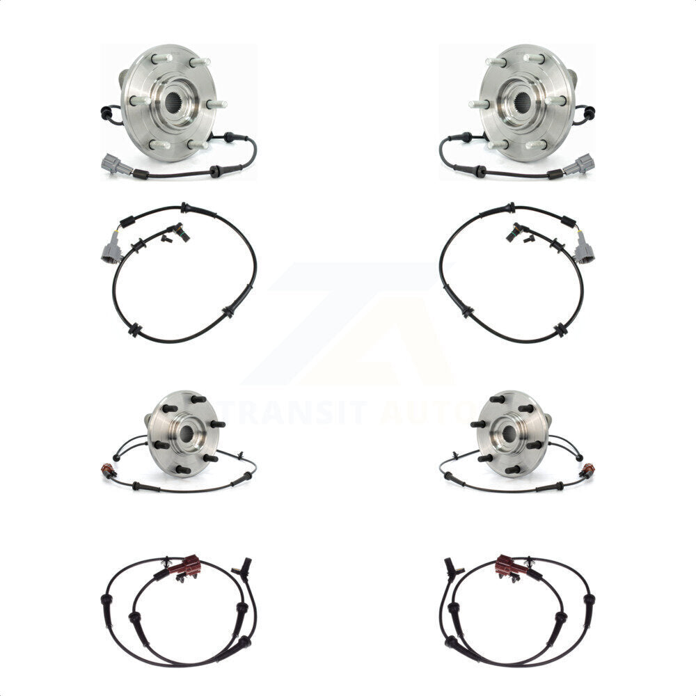 Wheel Hub Bearing & Extra Sensor Front Rear Kit For Nissan Armada INFINITI QX56