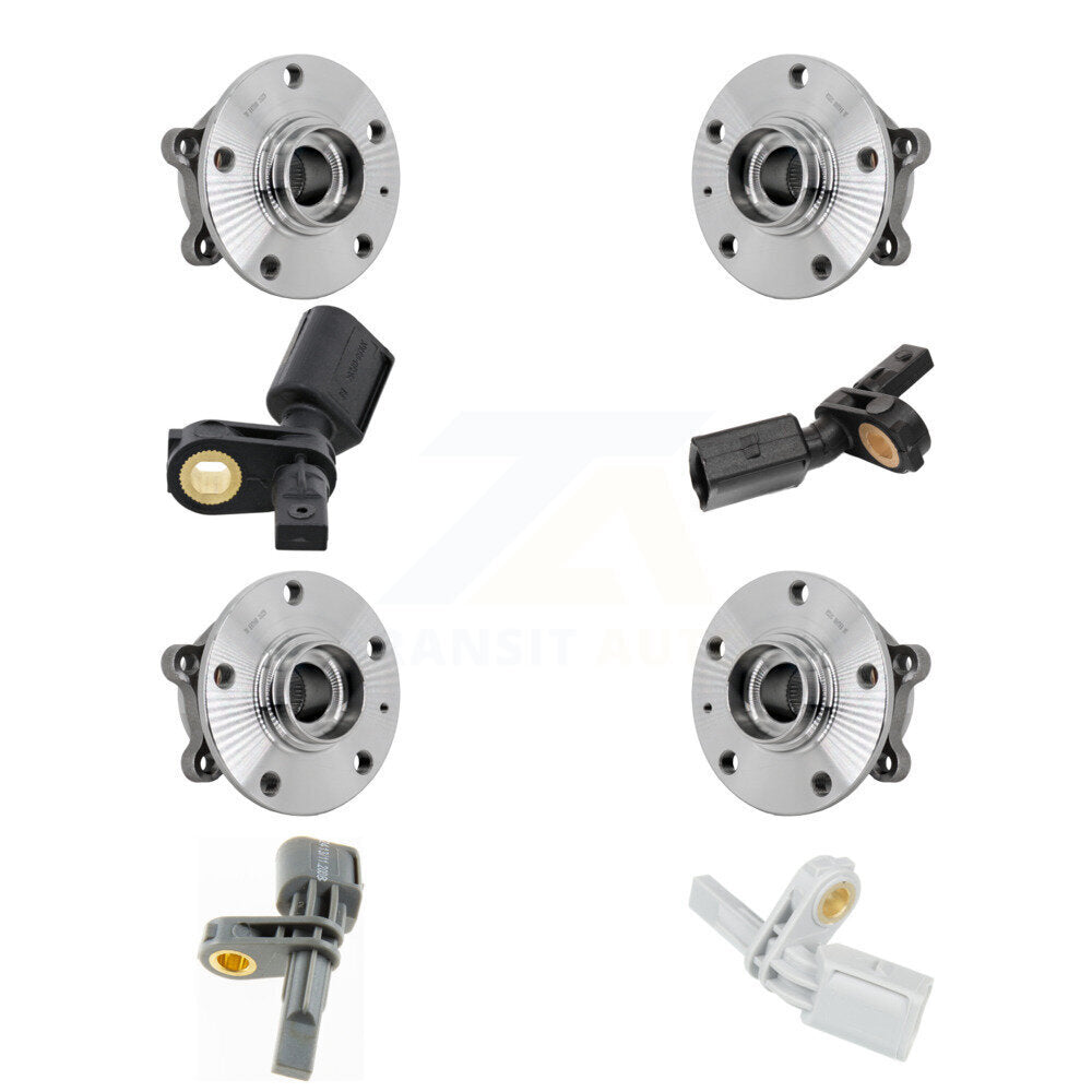 Wheel Hub Bearing & Sensor Front Rear Kit (8Pc) For Volkswagen Atlas Cross Sport