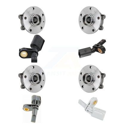 Wheel Hub Bearing & Sensor Front Rear Kit (8Pc) For Volkswagen Atlas Cross Sport