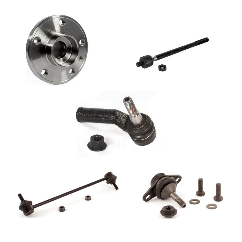 Hub Bearing Lower Ball Joint Tie Rod & Link Front Right Kit (5Pc) For Volvo V70