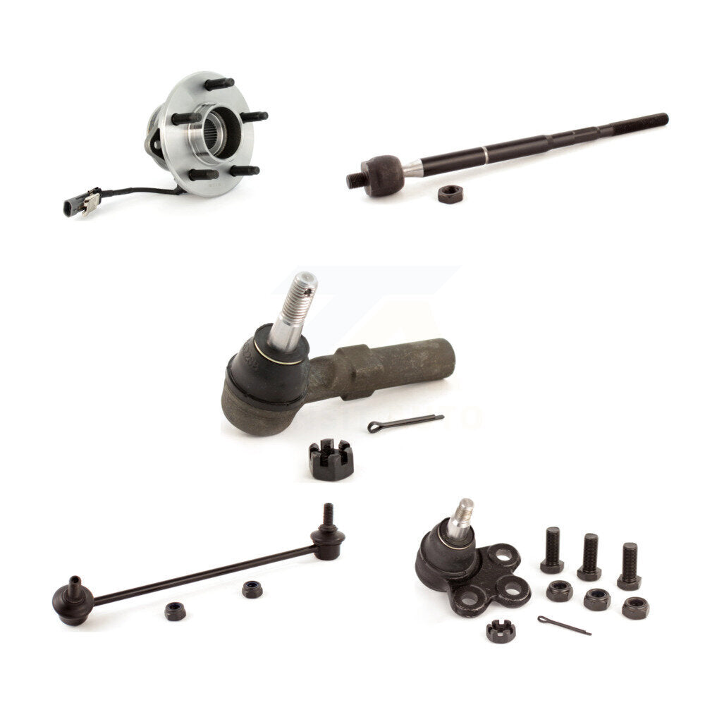 Hub Bearing Lower Ball Joint Tie Rod & Link Front Right Kit (5Pc) For Saturn Vue