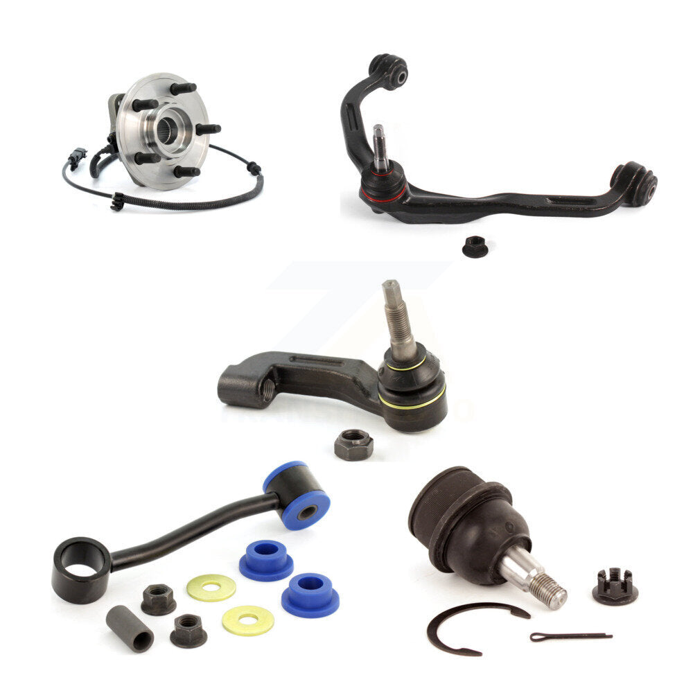 Hub Upper Arm Lower Ball Joint Outer Tie Rod Link Front Right Kit (5Pc) For Jeep