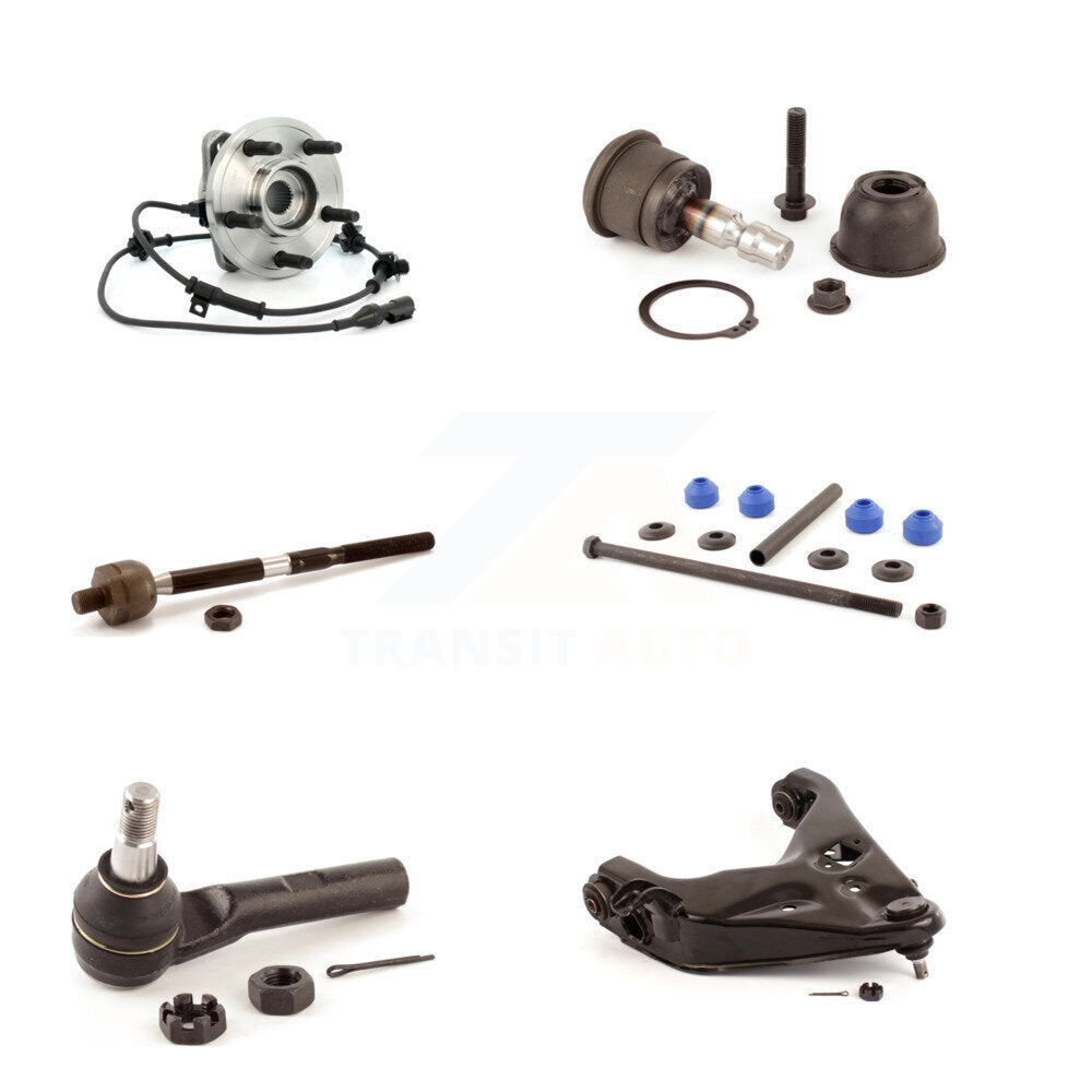 Bearing Lower Arm Upper Ball Joint Tie Rod & Link Front Left Kit (6Pc) For Ford