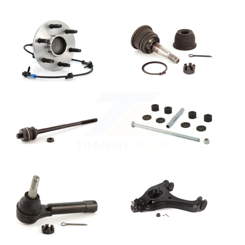Hub Bearing Lower Arm Upper Ball Joint Tie Rod Link Front Left Kit (6Pc) For GMC