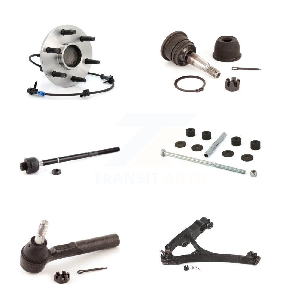 Hub Bearing Lower Arm Upper Ball Joint Tie Rod Link Front Left Kit (6Pc) For GMC