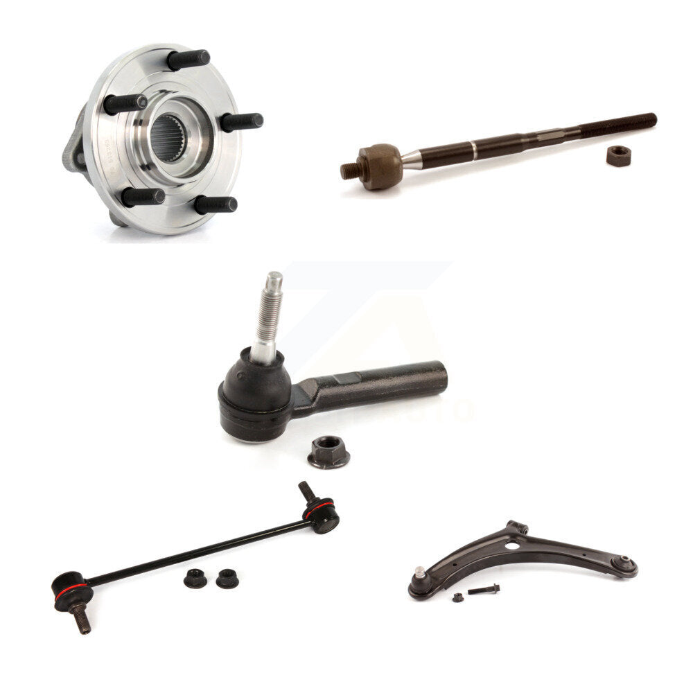 Hub Bearing Lower Arm Tie Rod & Link Front Left Kit (5Pc) For 2009 Dodge Caliber