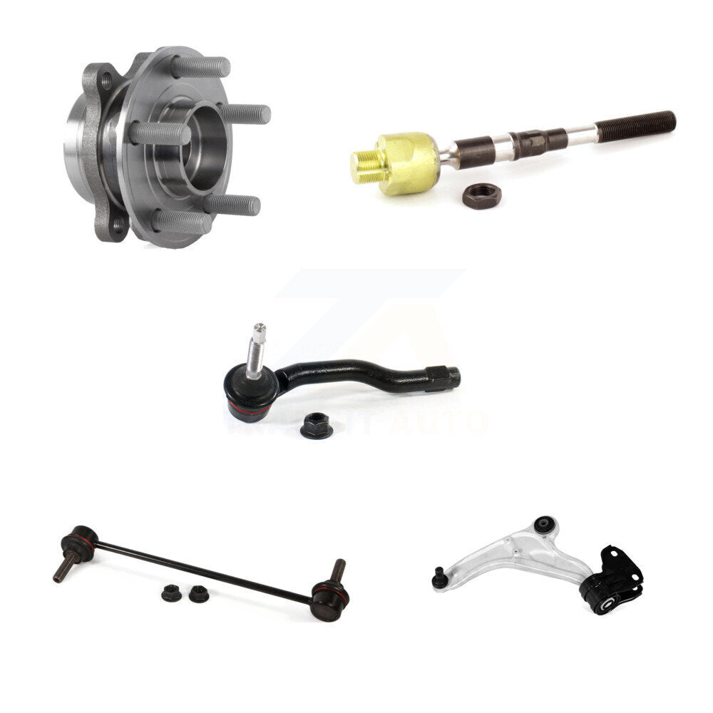Hub Bearing Lower Control Arm Tie Rod & Link Front Left Kit (5Pc) For Ford Edge