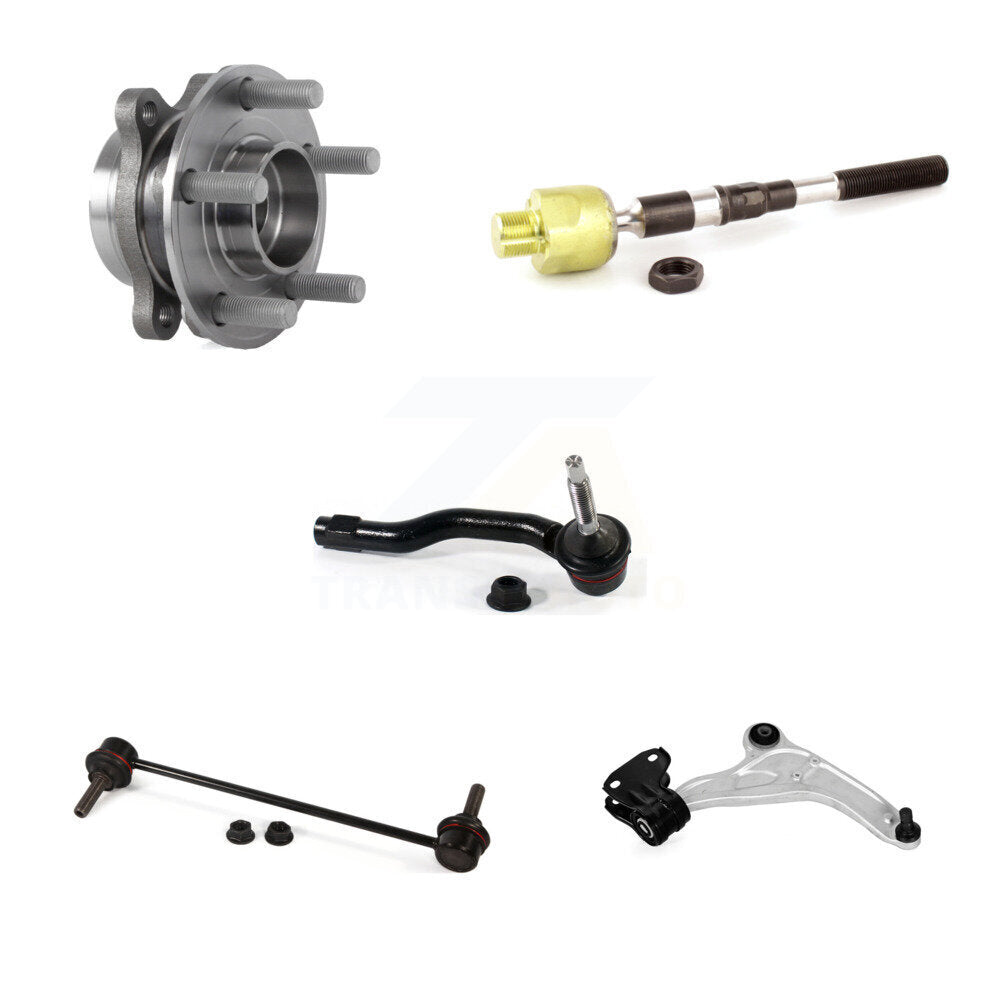 Hub Bearing Lower Control Arm Tie Rod & Link Front Right Kit (5Pc) For Ford Edge