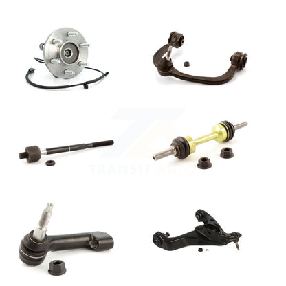 Bearing Lower Upper Control Arm Tie Rod & Link Front Left Kit (6Pc) For Ford 4WD