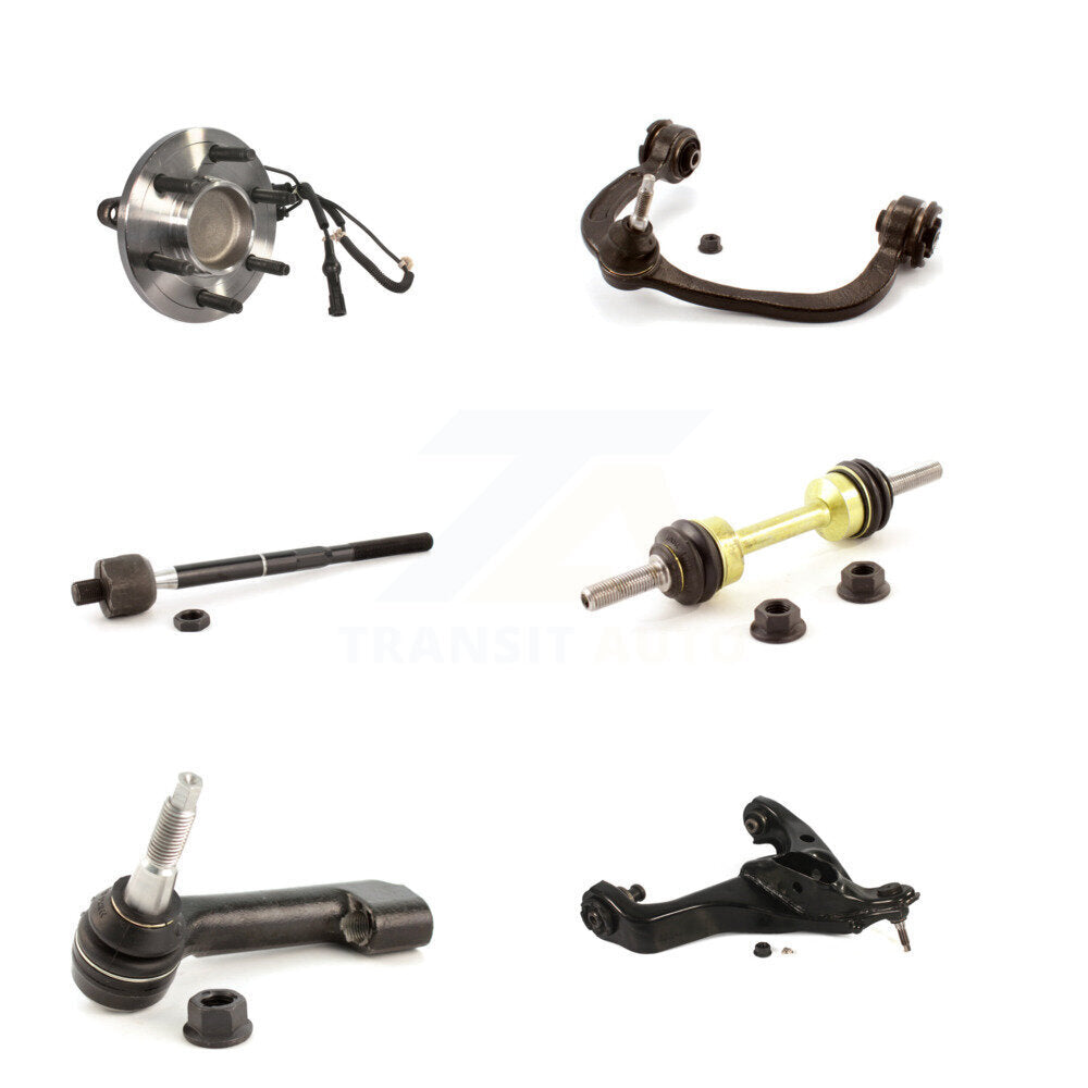 Bearing Lower Upper Control Arm Tie Rod & Link Front Left Kit (6Pc) For Ford RWD