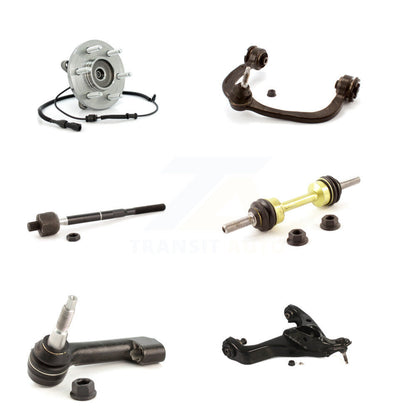 Hub Bearing Lower Upper Control Arm Tie Rod & Link Front Left Kit (6Pc) For Ford