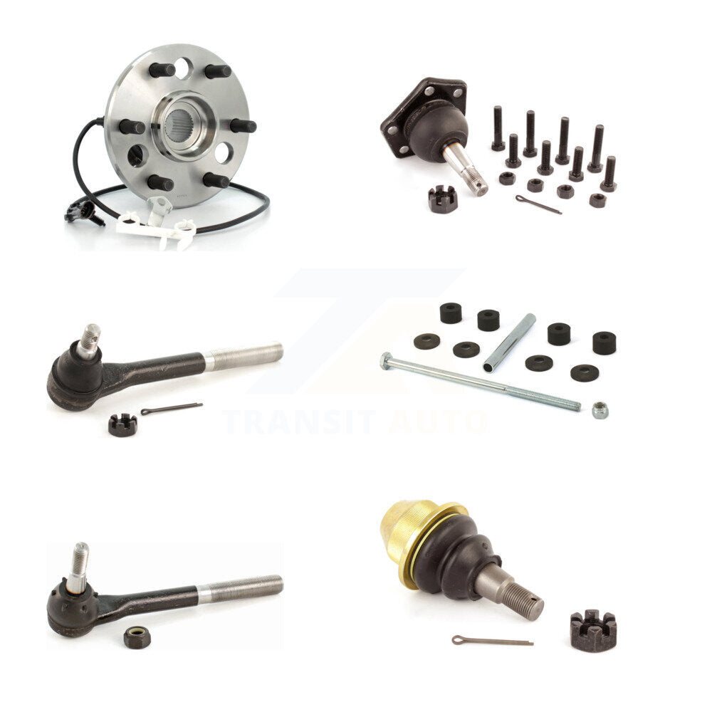 Hub Bearing Upper Lower Ball Joint Tie Rod & Link Front Kit (6Pc) For GMC Yukon