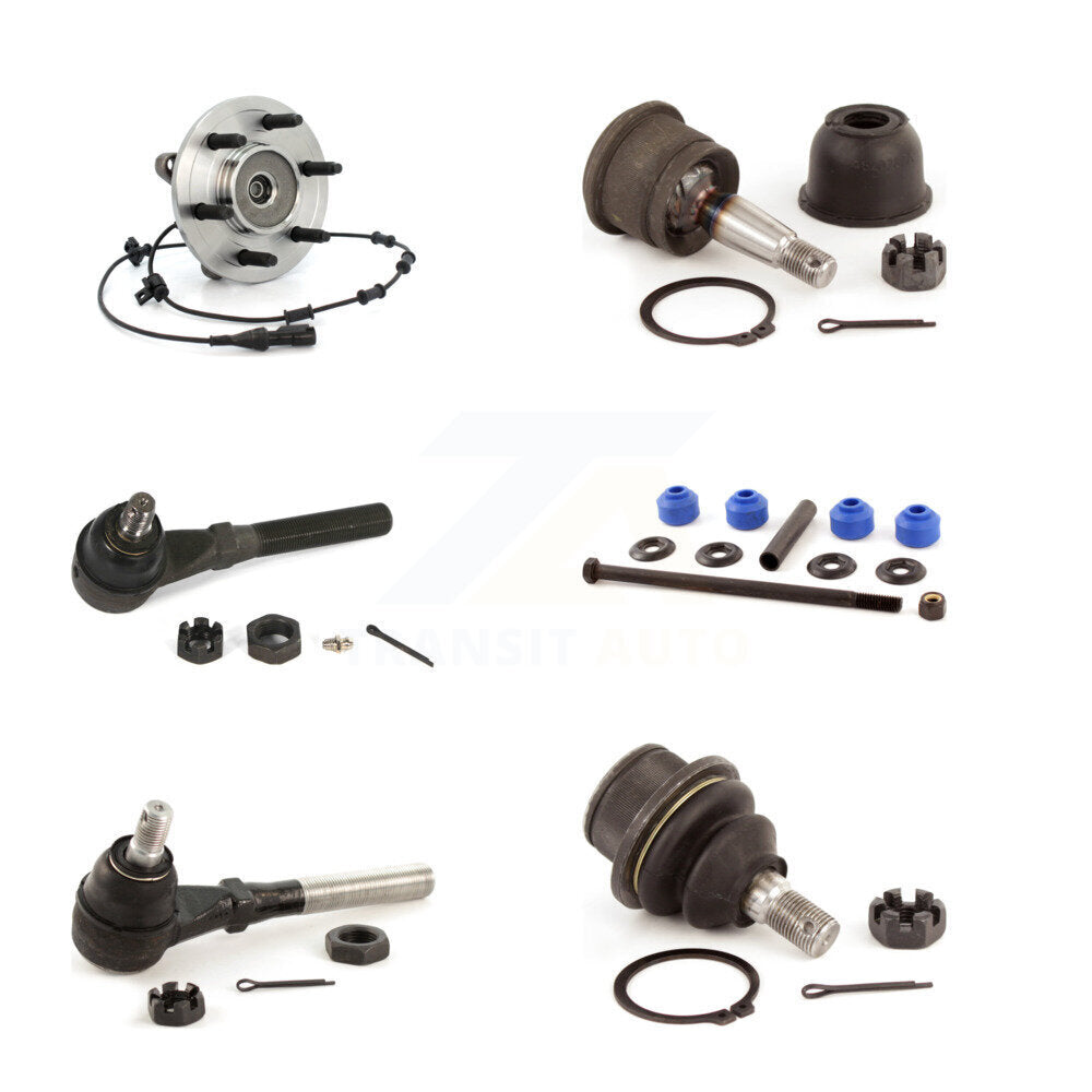 Hub Bearing Upper Lower Ball Joint Tie Rod & Link Front Left Kit (6Pc) For Ford